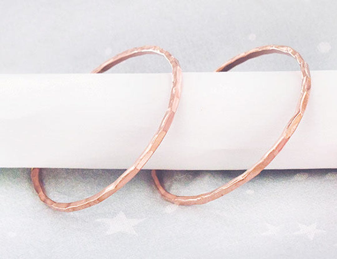 2 of 925 Sterling Silver Rose Gold Vermeil Style Hammered Circle Closed ...