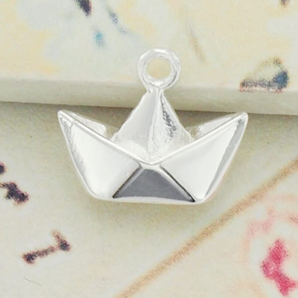 1 of 925 Sterling Silver Origami Boat Pendant  10x14mm. Polished Finish. :tm0063