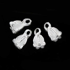 4 of 925 Sterling Silver Crown Flower Charms 5x6 mm.  :th2446