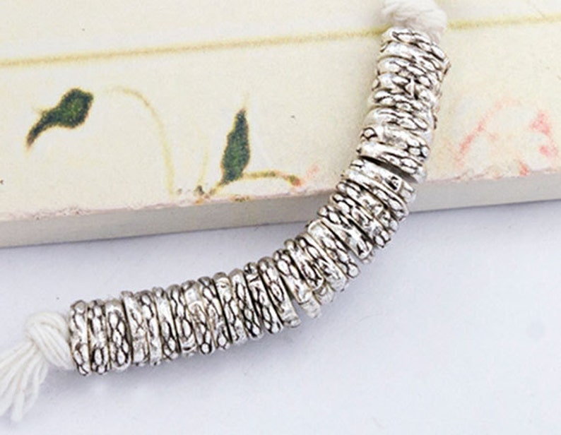 30 of Karen Hill Tribe Silver Imprinted Disc Spacer Beads 5x1mm :ka4248
