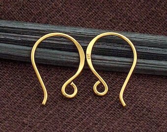 2 pairs of Sterling Silver Gold Vermeil Style Earwires 17mm.#20.  :vm0894
