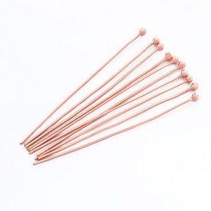 20 of Sterling Silver Rose Gold  Vermeil Style Head Pins 40x0.5 mm.  :pg0836