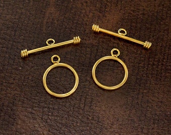 2 of 925 Sterling Silver Gold  Vermeil Style Toggles 12 mm.  :vm1196