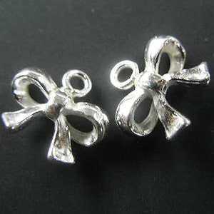 2 of 925 Sterling Silver Bow Charms 8x11 mm. :th1612 image 1