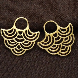 2 of 925 Sterling Silver Gold Vermeil Style Wave Design  Charms 19x20 mm. :vm0515