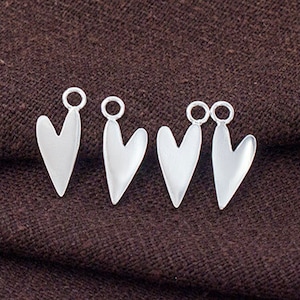 4 of 925 Sterling Silver Heart Charms 6x12mm. :tk0127