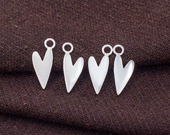 4 of 925 Sterling Silver Heart Charms 6x12mm. :tk0127