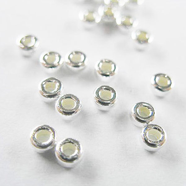 30 of 925 Sterling Silver Little Donut  Spacer Beads 3mm. :th1613