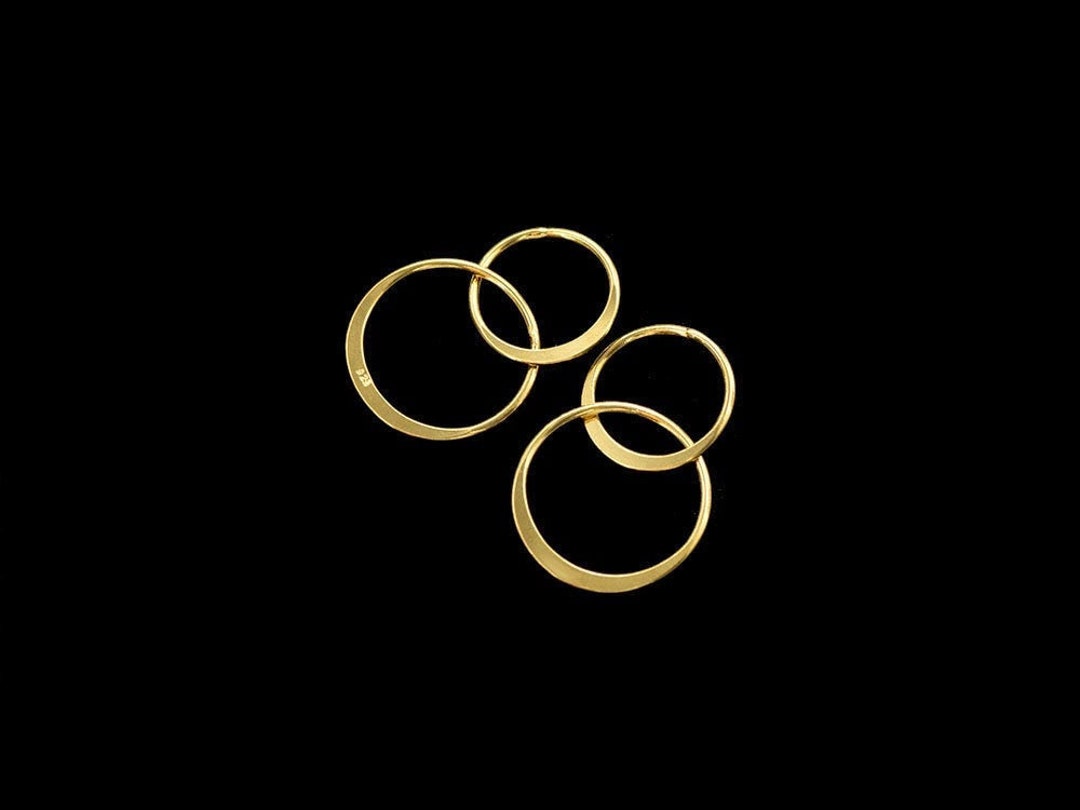 2 of 925 Sterling Silver Gold Vermeil Style Double Circle Rings Charms ...