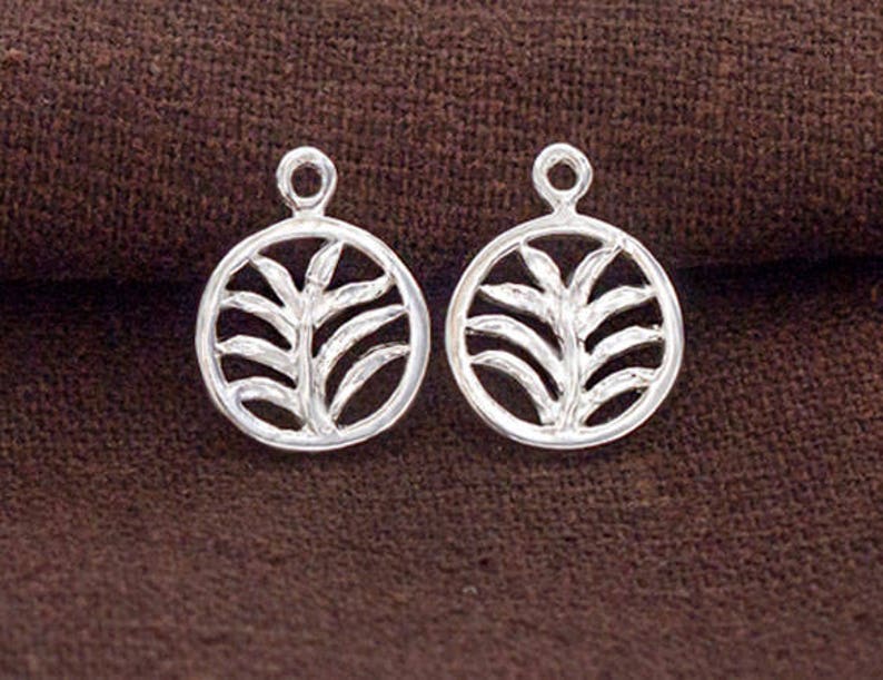 Polish Finished :tm0173 2 of 925 Sterling Silver Palm Branch Charms 11.5mm