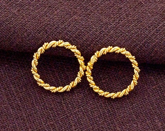 2 of 925 Sterling Silver Gold Vermeil Style Twisted Circle Links, Connectors 15 mm.   :vm0916