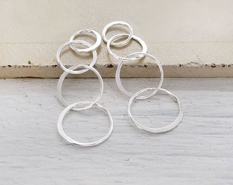 2 of 925 Sterling Silver Four Linked Circle Rings Charms