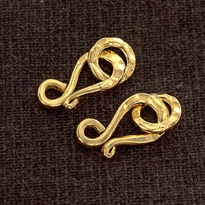 2 of Karen hill tribe Silver Gold Vermeil Style Hammered Clasps 16mm. :vm1348