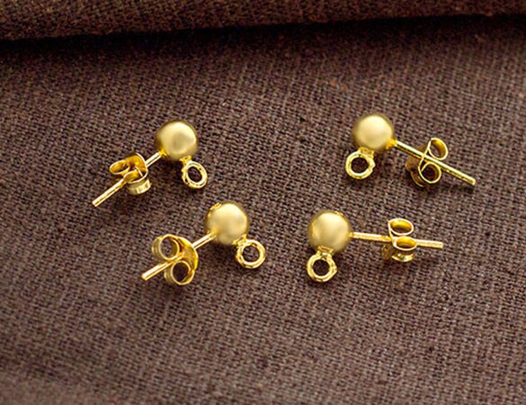 2 Pairs of 925 Sterling Silver Gold Vermeil Style Post Stud