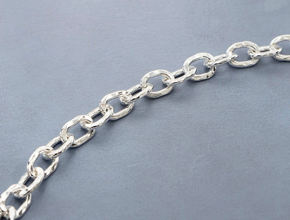 7 Inches of Karen Hill Tribe Silver Hammered Oval Opened