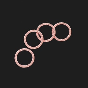 4 of 925 Sterling Silver Rose Gold Vermeil Style Textured Circle Closed Rings, Connectors 9mm.   :pg1000