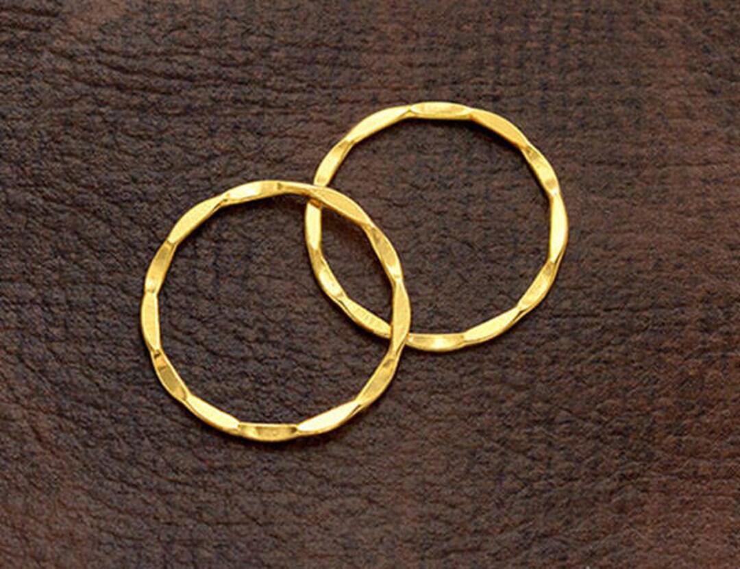 2 of 925 Sterling Silver Gold Vermeil Style Hammered Circle Closed