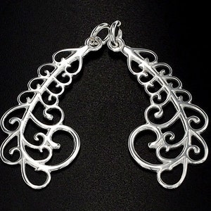 2 of 925 Sterling Silver Fern  Leaf  Pendants  14x28mm. ,Polish finish  :th2189