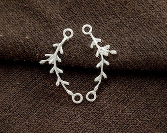 2 de eslabones de rama con forma de hoja de plata de ley 925, conectores de 7 x 17 mm. :tm0212