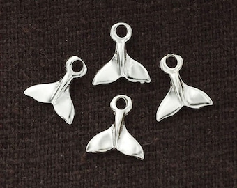 4 of 925 Sterling Silver Tiny FishTail Charms 6x8 mm. :th2324