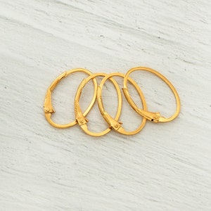 2 pairs of Sterling Silver Gold Vermeil Style Oval Lever Back Earwires 12x17 mm. :vm0198 image 4