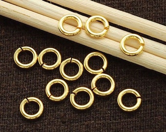 30 of 925 Sterling Silver Gold Vermeil Style Opened Jump Rings 5x1 mm. :vm0039