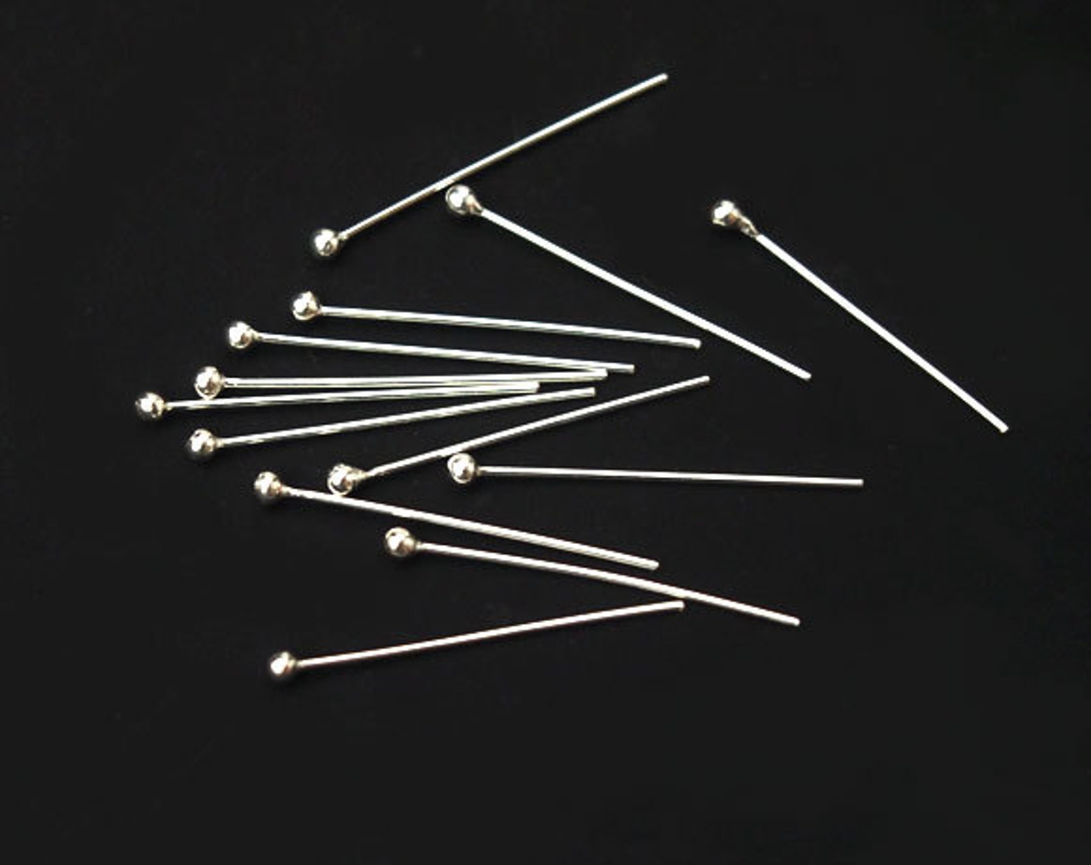 40 of 925 Sterling Silver Head Pins 19x 0.5 Mm. 25 AWG Wire Etsy