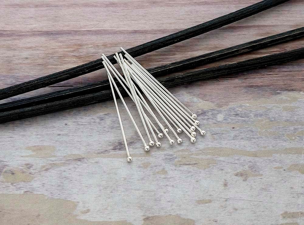 2 Pieces Sterling Silver Head Pins Large Head Pin T Pin 21mm P205-I-475 