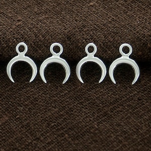 4 of 925 Sterling Silver Crescent Moon Charms 7x8 mm. Polish Finished  :tm0220