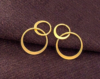 2 of 925 Sterling Silver Gold Vermeil Style Double Circle Rings Charms, Links 9mm. & 13mm.  :vm0957