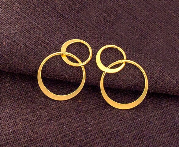 2 of 925 Sterling Silver Gold Vermeil Style Double Circle Rings Charms ...