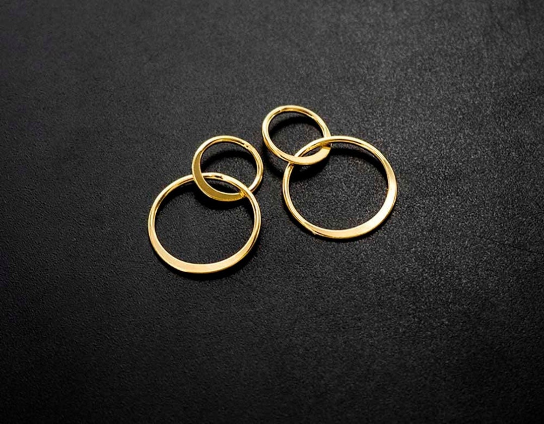 2 of 925 Sterling Silver Gold Vermeil Style Double Circle Rings Charms ...