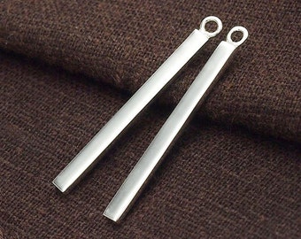 2 of 925 Sterling Silver Rectangle Bar Charms., vertical bar charms 2.7x30mm. . :th2357