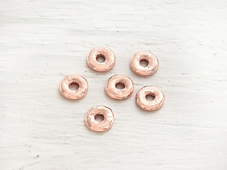 pg1060 6 of Karen hill tribe Silver Rose Gold Vermeil Style Plain Disc Beads 8x2 mm