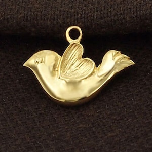 1 of 925 Sterling Silver Gold Vermeil Style Bird Charm 10x16.5 mm. :vm0524