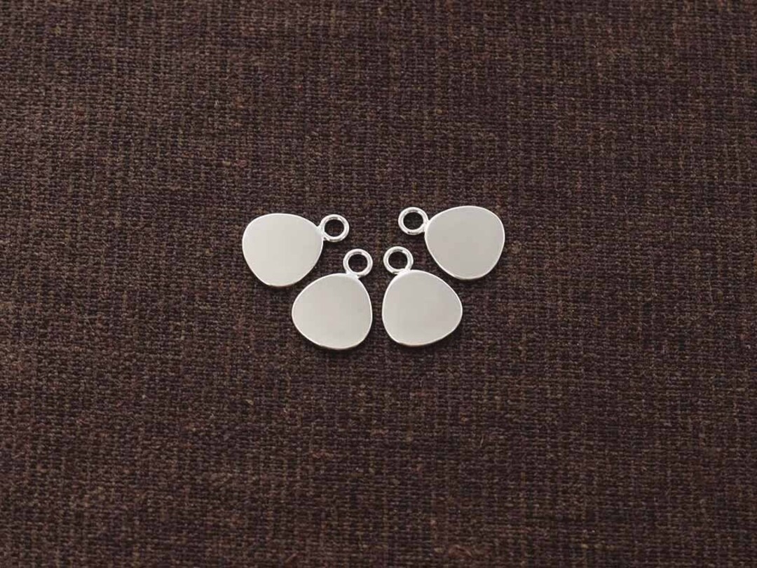 Disk Pebbles 4 of 925 Sterling Silver Pebble Disc Charms 9mm. Polish Finished ...