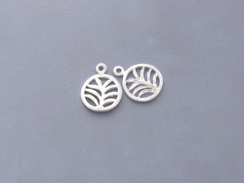 Polish Finished :tm0173 2 of 925 Sterling Silver Palm Branch Charms 11.5mm