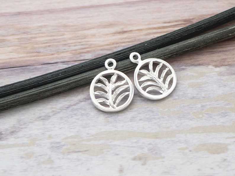 Polish Finished :tm0173 2 of 925 Sterling Silver Palm Branch Charms 11.5mm