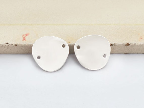 925スターリングシルバーのペブルディスクリンク2個、コネクター12.5mm