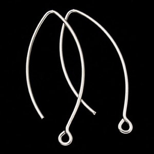 May include: Two silver earring hooks, each with a small loop at the end.