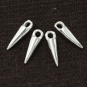 4 of 925 Sterling Silver Spike Charms 3x9mm.Polish Finished  :th2340