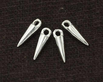 4 of 925 Sterling Silver Spike Charms 3x9mm.Polish Finished  :th2340