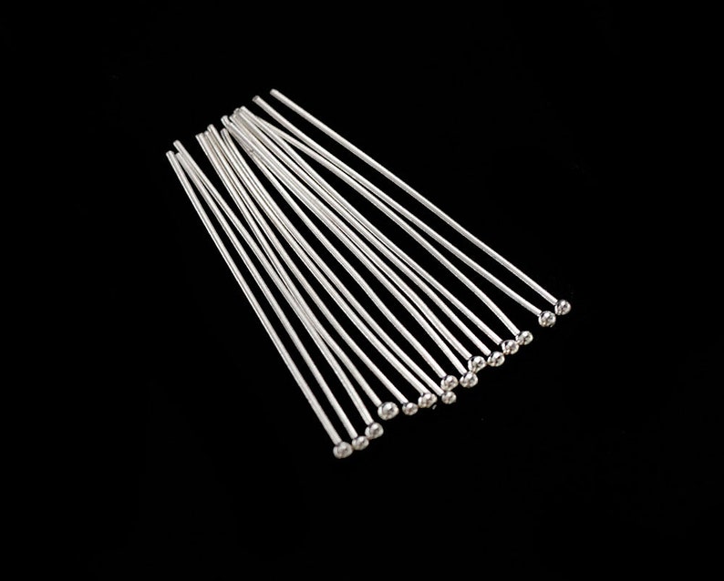 40 of 925 Sterling Silver Head Pins 30x0.5 mm. 25 AWG wire Etsy