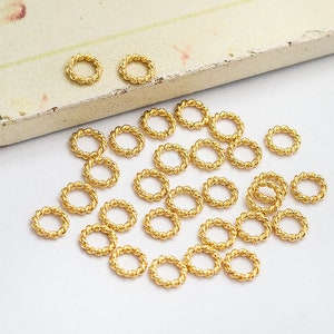 30 anelli chiusi a cerchio attorcigliato in argento sterling 925 in oro stile vermeil da 5 mm. :vm1416 immagine 1