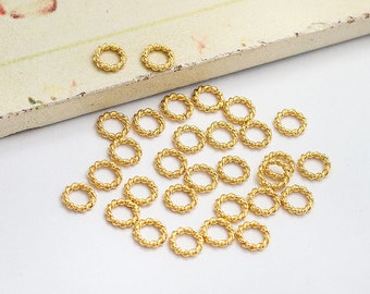 30 of 925 Sterling Silver Gold Vermeil Style Twisted Circle Closed Rings 5mm.  :vm1416