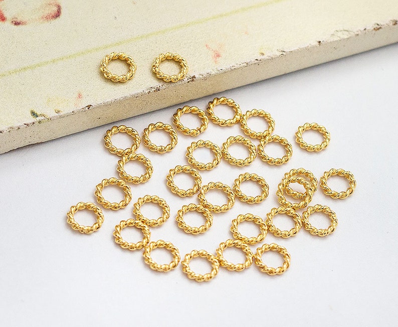 30 anelli chiusi a cerchio attorcigliato in argento sterling 925 in oro stile vermeil da 5 mm. :vm1416 immagine 1