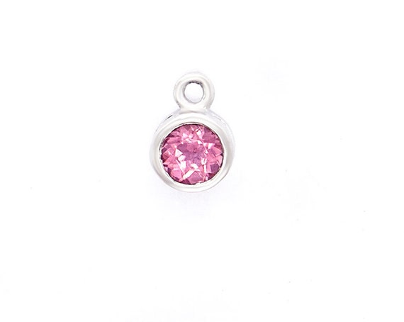 1 of Natural Round Pink Tourmaline & Sterling Silver Bezeled - Etsy