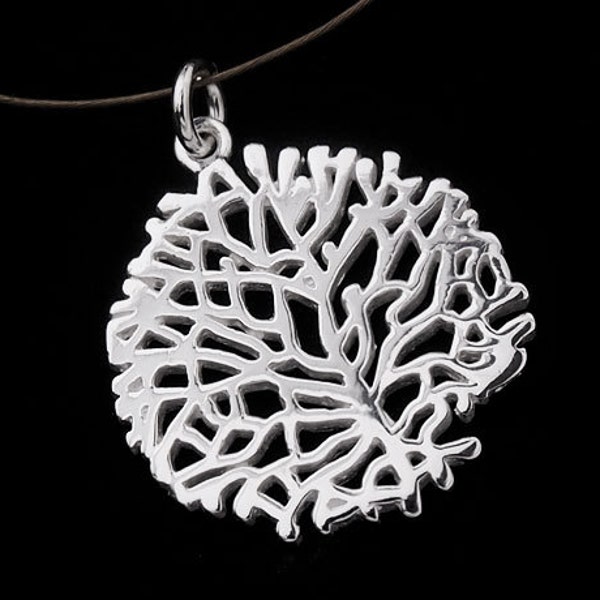 1 sur pendentif corail en argent sterling 925 20 mm. Fini polonais : th1916