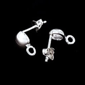 May include: A pair of silver earring findings with a small loop on each side. The findings are designed to be used with beads or other jewelry components.