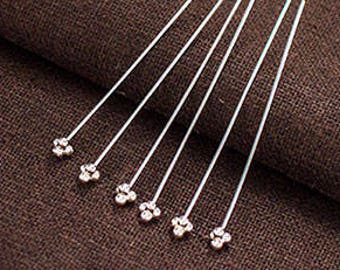 20 of 925 Sterling Silver Head Pins 50 mm. #25 AWG  :th1993